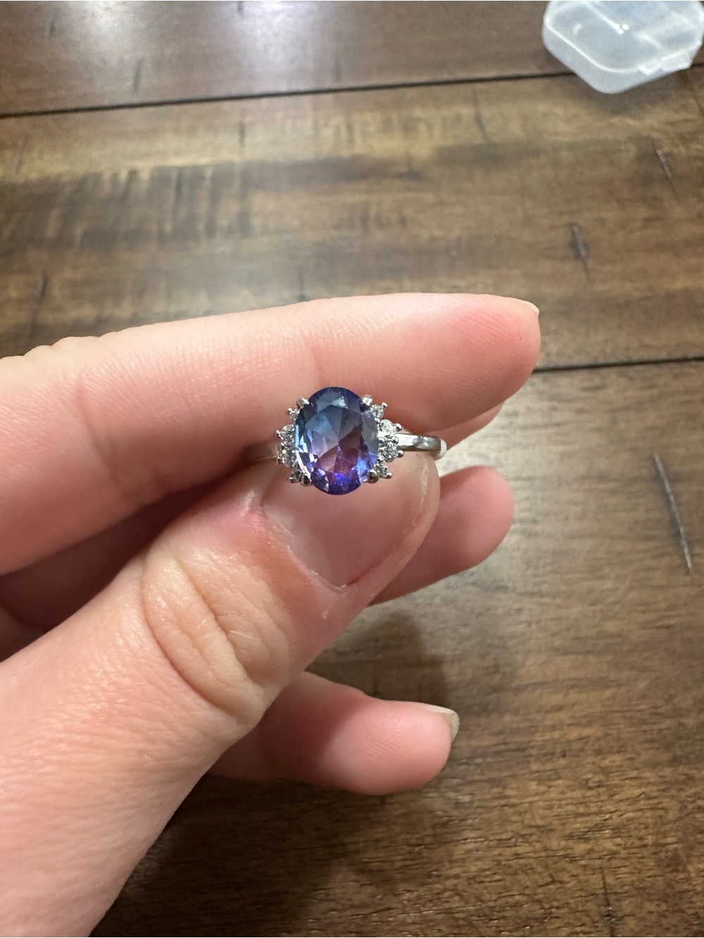 Charmed Aroma Silver Toned Ring w/Blue and Purple Stone